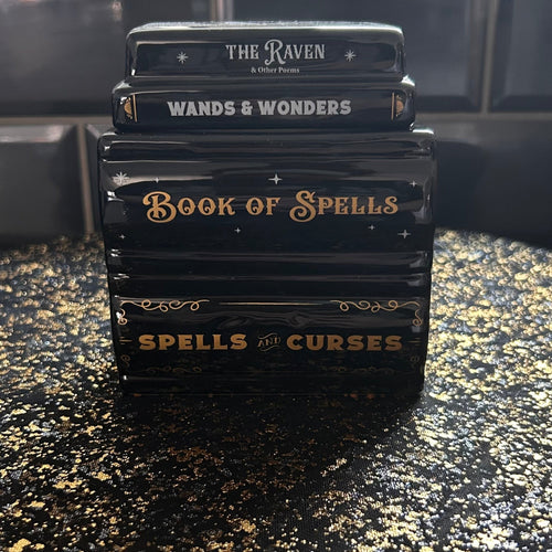 Book of Spells book stack wax melt burner for fantasy, gothic and witchy home fragrance